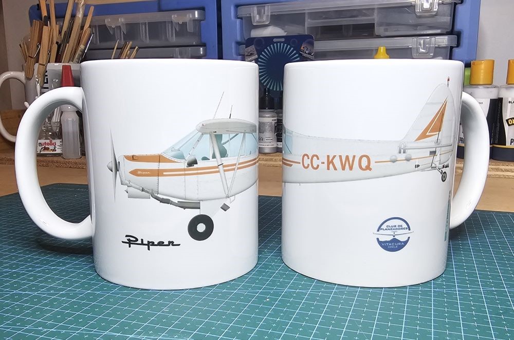 Tazón Avión "Piper Super Cub" remolcador planeadores.